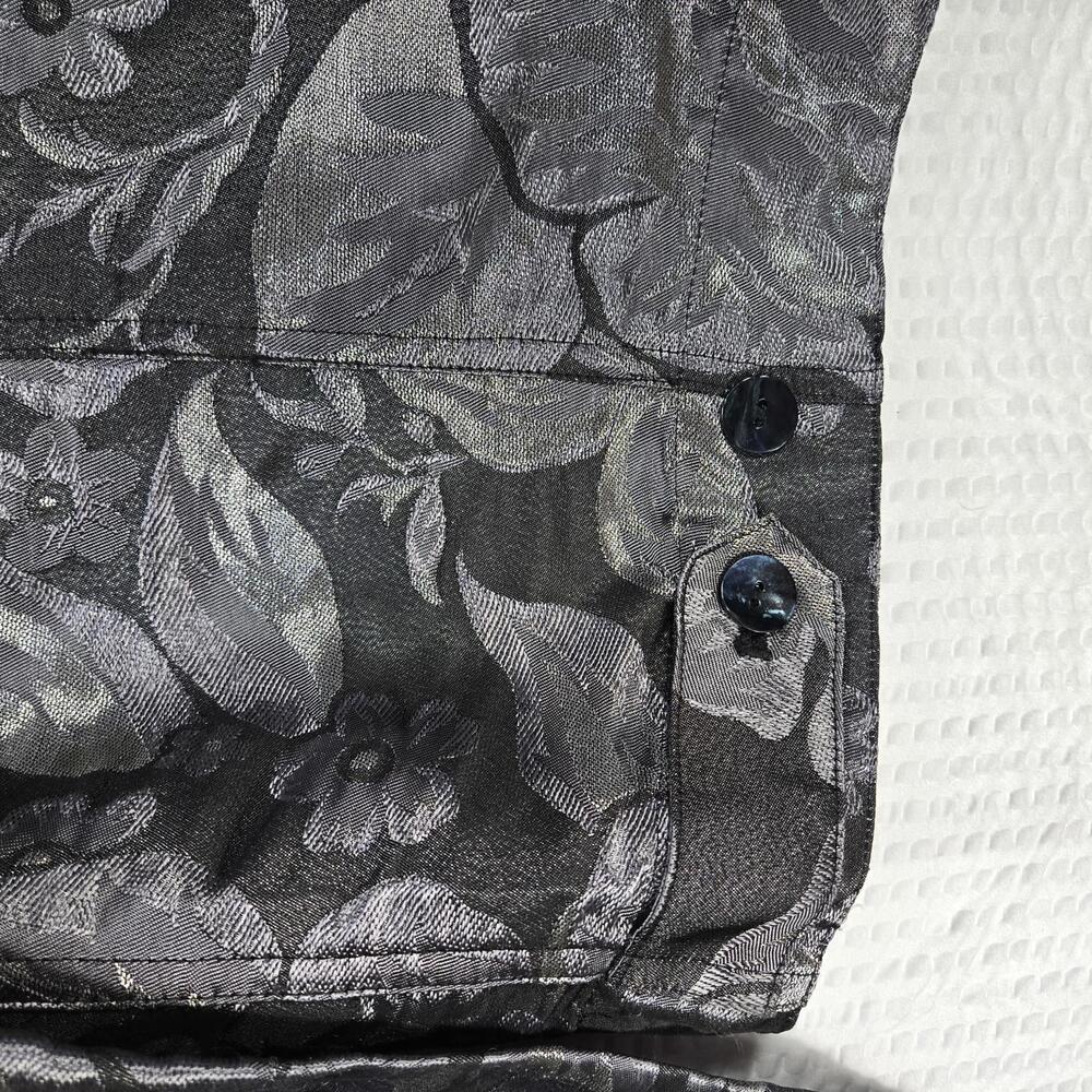 Chico's Metallic Floral Silk Blend Jacquard Jacket Size 1 Silver Black Evening - Picture 5 of 7
